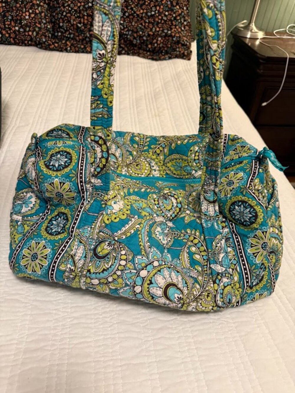 Vera Bradley LOT Peacock Paisley Large Travel Bag Hobo Bag and Makeup Case